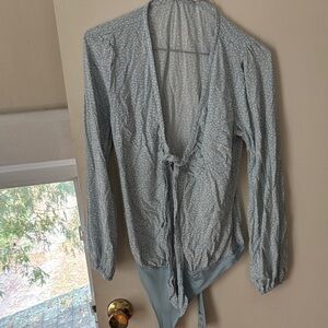 Abercrombie & Fitch Light Blue Patterned Blouse